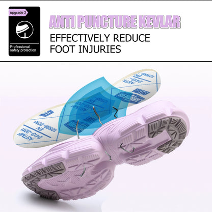 Electrona™ Umburlly Women’s Steel Toe Sneakers — Lightweight, Anti-Puncture, Breathable Safety Shoes (Violet)