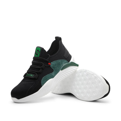Helios™ Kivini Black-Green Steel Toe Work Sneakers | Lightweight, Slip-Resistant Safety Shoes