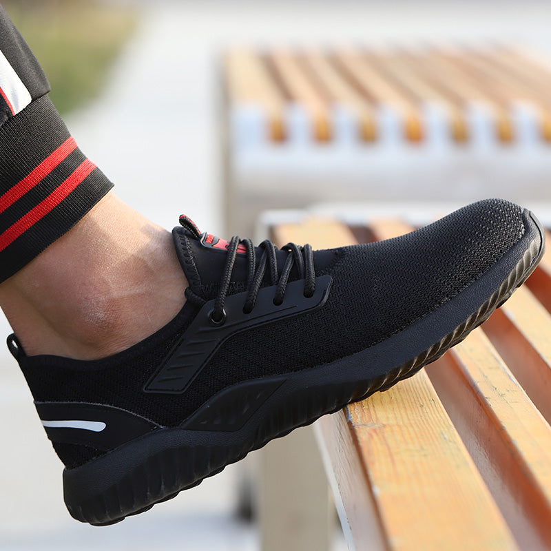DIKE™ Black Steel Toe Safety Sneakers — Lightweight, Shock-Absorbing, Anti-Slip Work Shoes