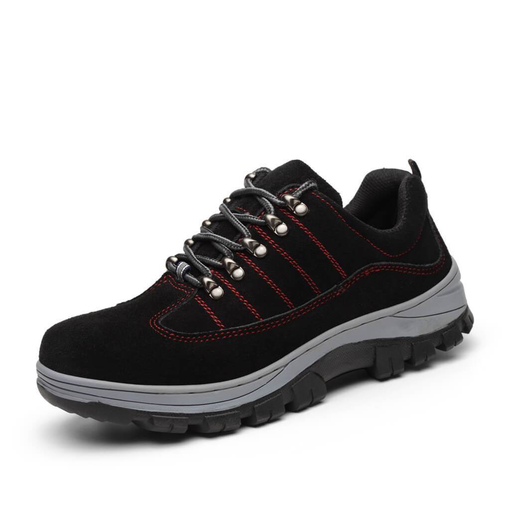 Hypnos™ Black-Red Steel Toe Work Sneakers — Lightweight, Anti-Slip, Durable Safety Shoes