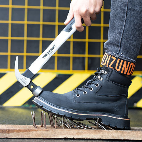 Boreas™ Black Steel Toe Work Boots — Heavy-Duty, Slip-Resistant, Lightweight Safety Boots for Men