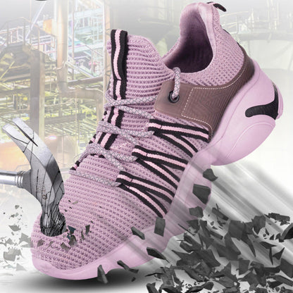 Hestia™ Pink Steel Toe Work Sneakers — Lightweight, Breathable, Anti-Slip Safety Shoes for Women