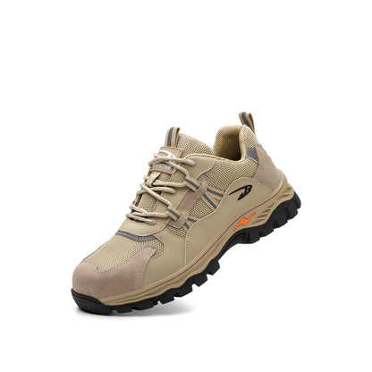 Triton™ J3 Steel Toe Work Shoes — Lightweight, Anti-Slip, Shock-Absorbing Safety Sneakers (Beige)