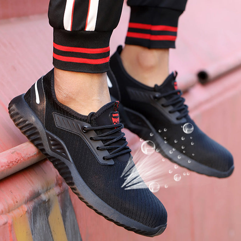 DIKE™ Black Steel Toe Safety Sneakers — Lightweight, Shock-Absorbing, Anti-Slip Work Shoes