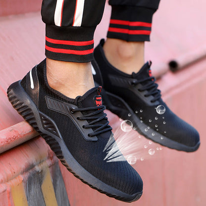 DIKE™ Black Steel Toe Safety Sneakers — Lightweight, Shock-Absorbing, Anti-Slip Work Shoes