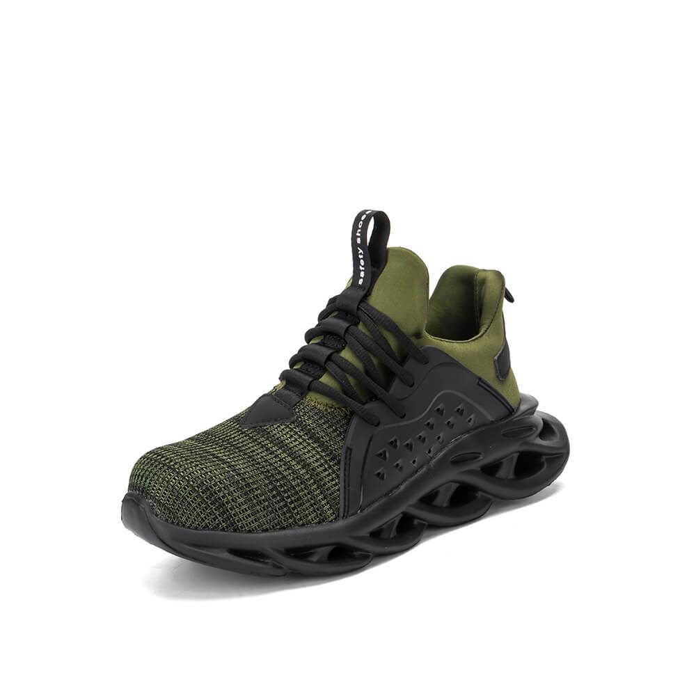 Xenon™ Dark Green Steel Toe Work Sneakers – Lightweight, Slip-Resistant, Breathable Safety Shoes