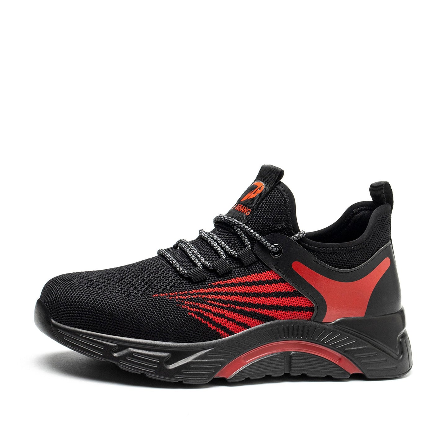 Aidos™ J3 Black-Red Steel Toe Work Sneakers — Lightweight, Breathable, Anti-Slip Safety Shoes for Men
