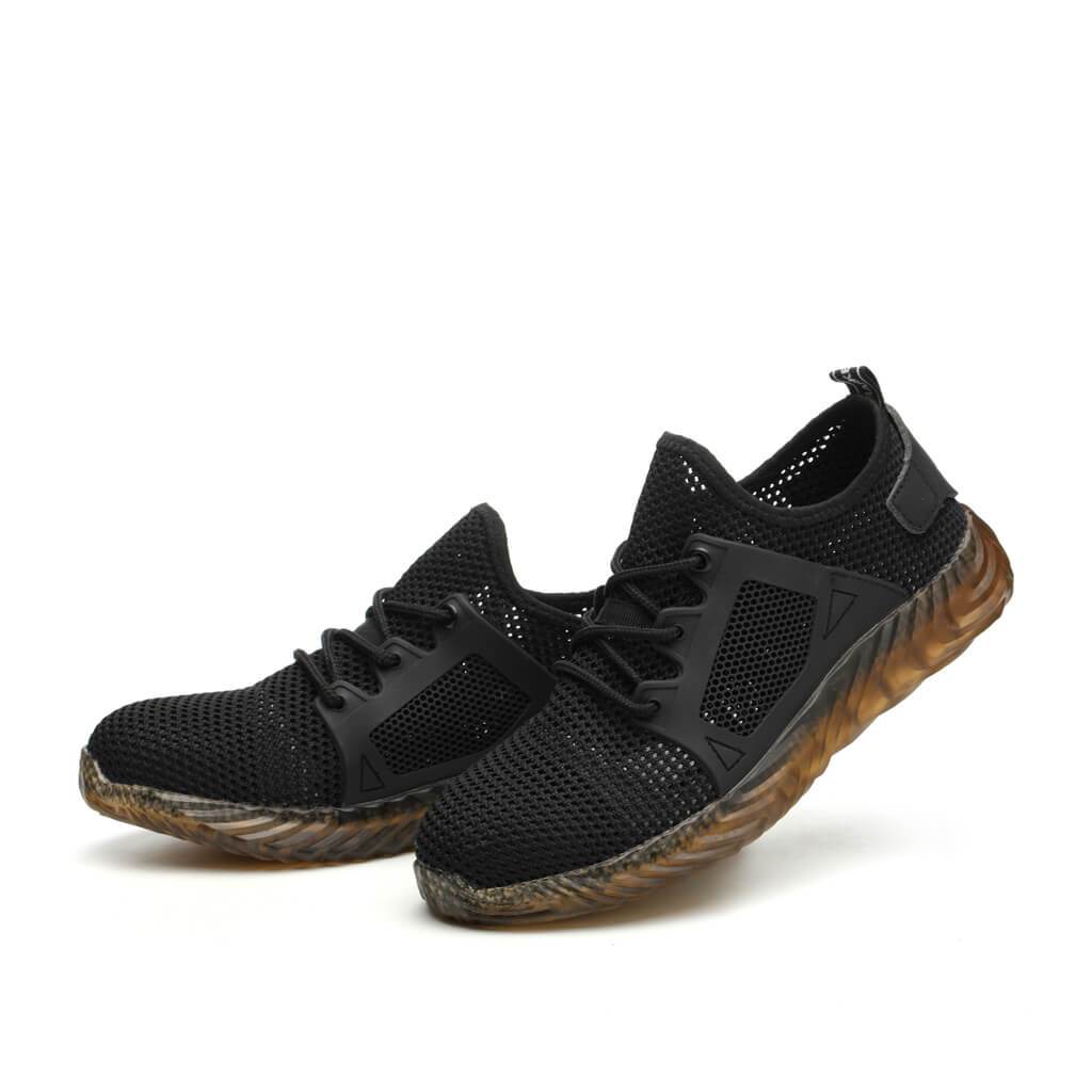 Hemera™ Airflow Black Steel Toe Work Sneakers — Lightweight, Breathable, Anti-Slip Safety Shoes