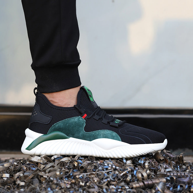 Helios™ Kivini Black-Green Steel Toe Work Sneakers | Lightweight, Slip-Resistant Safety Shoes
