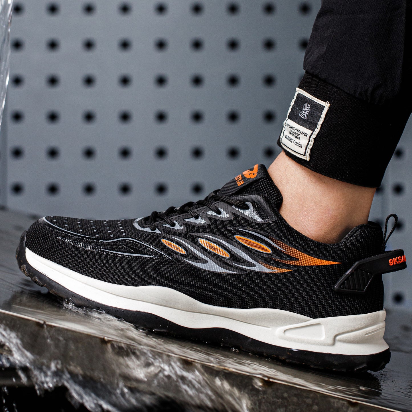 Anteros™ J3 S2 Steel Toe Work Sneakers — Lightweight, Breathable, Anti-Slip Industrial Safety Shoes (Black/orange)