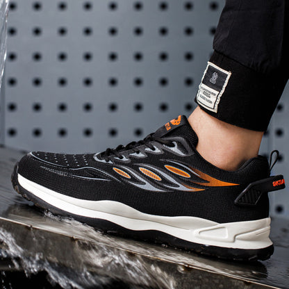 Anteros™ J3 S2 Steel Toe Work Sneakers — Lightweight, Breathable, Anti-Slip Industrial Safety Shoes (Black/orange)