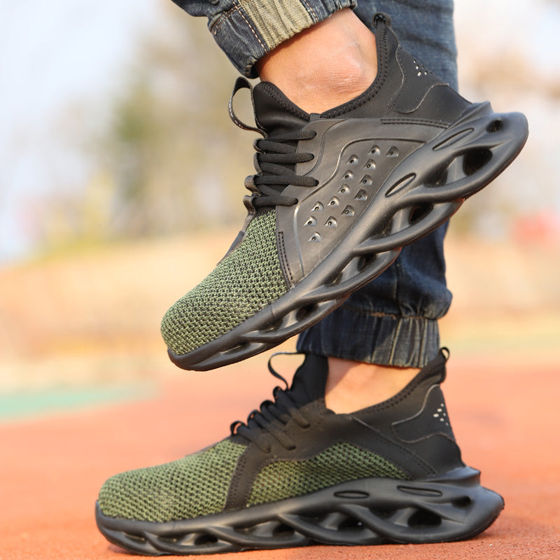 Xenon™ Green Steel Toe Work Sneakers — Lightweight, Breathable, Anti-Slip Safety Shoes for Long Shifts
