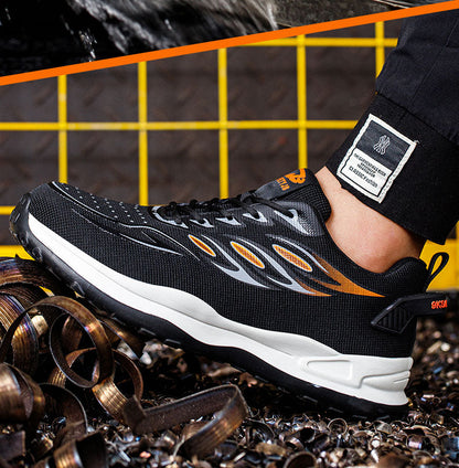 Anteros™ J3 S2 Steel Toe Work Sneakers — Lightweight, Breathable, Anti-Slip Industrial Safety Shoes (Black/orange)