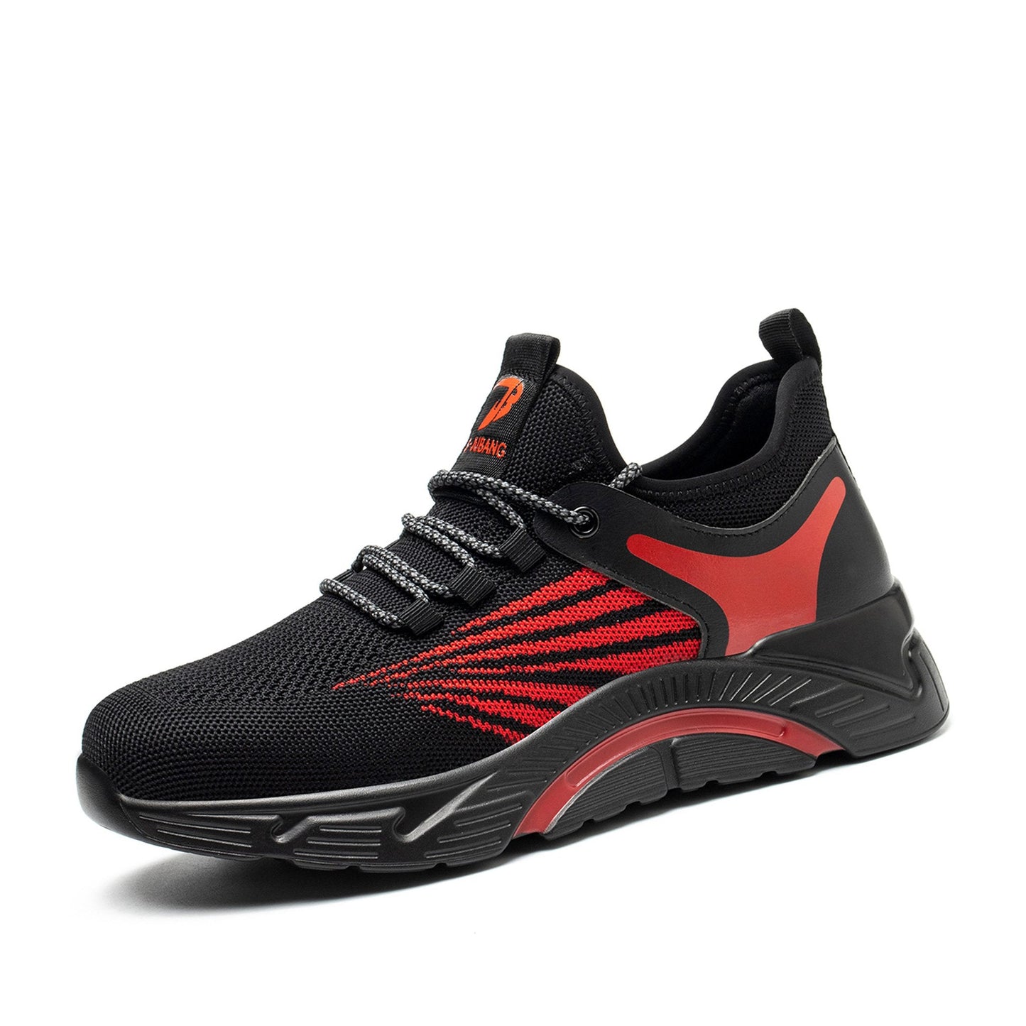 Aidos™ J3 Black-Red Steel Toe Work Sneakers — Lightweight, Breathable, Anti-Slip Safety Shoes for Men